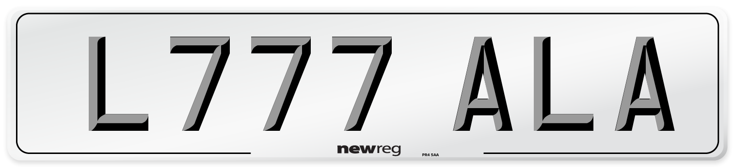 L777 ALA Number Plate from New Reg